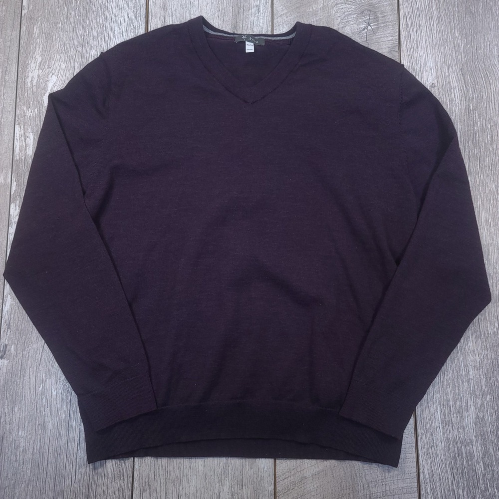 Ibex V-Neck Sweater Mens XL Purple Merino Wool Blend Lightweight Pullover Top